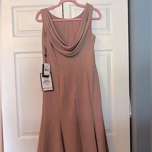 Adrianna Papell Cowl-back metallic knit sheath dress in pink (8)